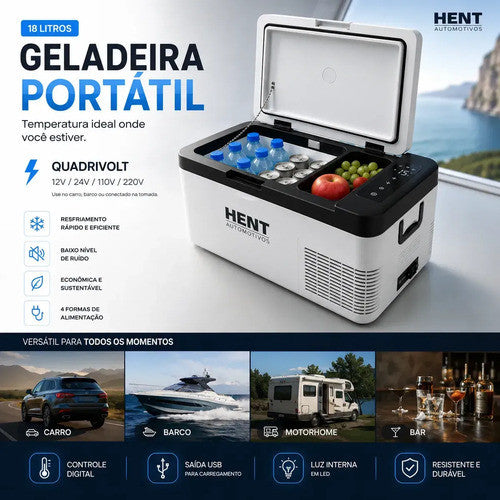 Geladeira Portátil 18l Hent Automotiva 12/24v Linha Pesada Quadrivolt