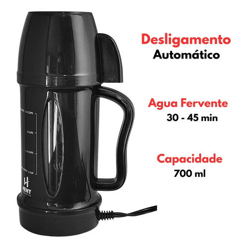 Chaleira Elétrica Automotivo 12v Portátil Motorhome Carro Preto 12v