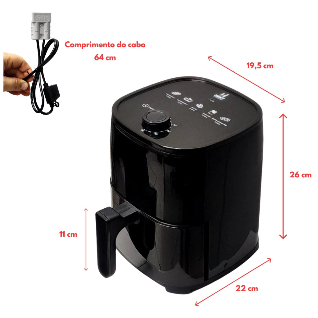 Air Fryer Automotiva 3 Litros - 12V e 24v Para Carro Caminhão Ônibus Van