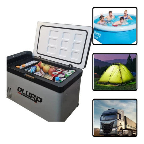 Geladeira Portátil 40l Quadrivolt Ônibus, Van, Barco Cinza